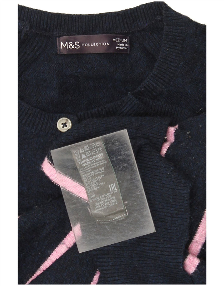 MARKS & SPENCER Pull à col boutonné pour femme UK 14 Bleu marine moyen