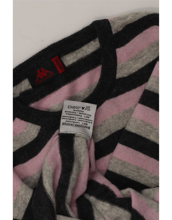 Kappa Pull col rond homme en laine d'agneau rayé rose moyen