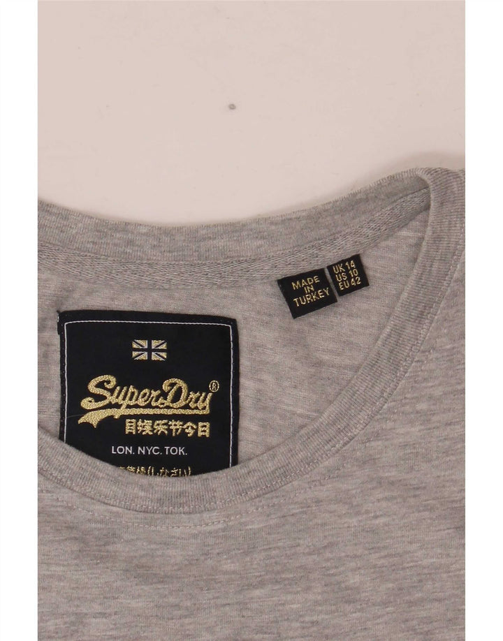 Superdry T-shirt graphique pour femme UK 14 Large Gris