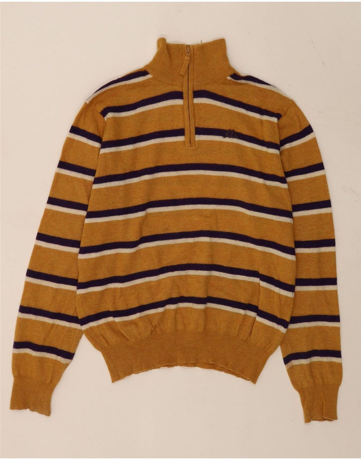 Kappa Pull col zippé pour homme en laine d'agneau à rayures jaunes