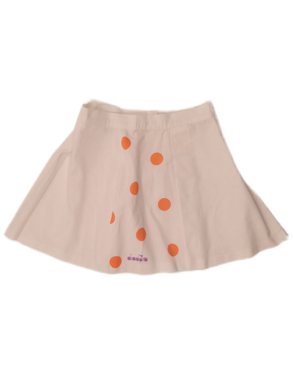 Diadora Mini jupe femme UK 12 Medium W26 blanc à pois en polyester