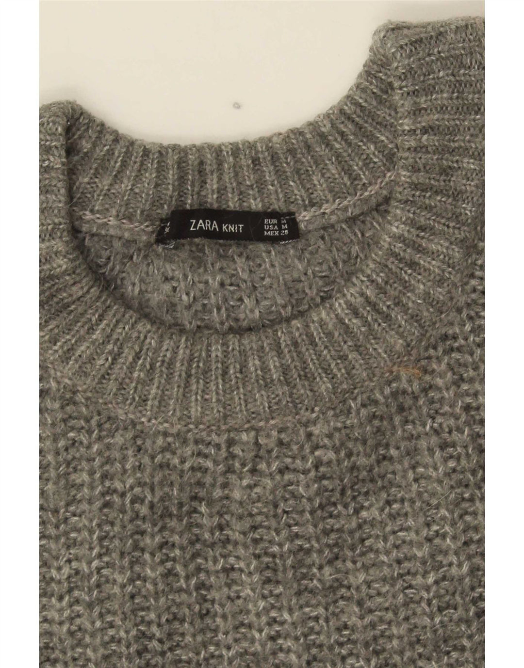 Zara Pull surdimensionné à col rond pour femme UK 14 Gris moyen
