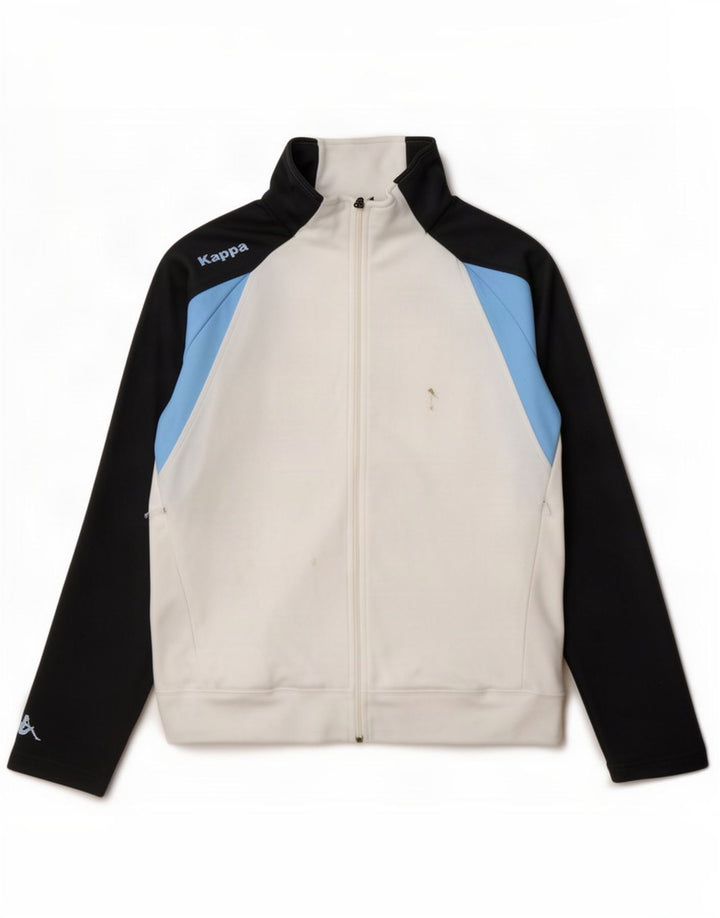 Kappa Veste de survêtement pour femme UK 16 Large Blanc Colorblock Polyester
