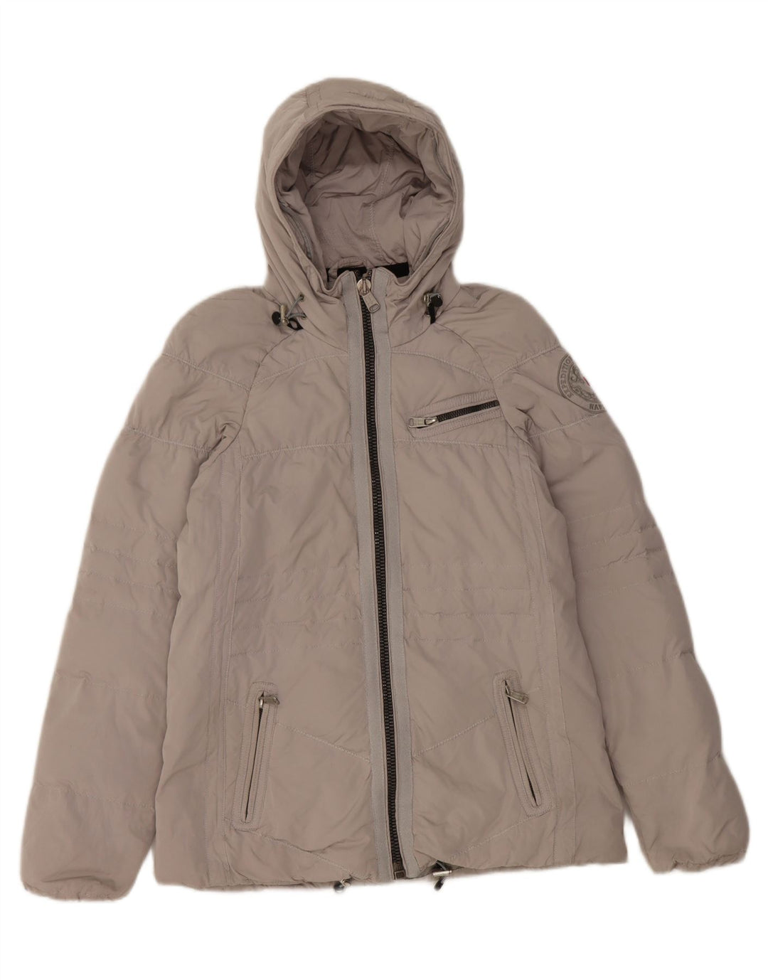 Napapijri Veste matelassée à capuche pour femme UK 10 Small Gris Polyester