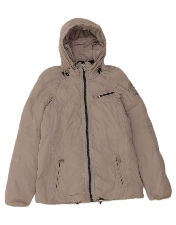 Napapijri Veste matelassée à capuche pour femme UK 10 Small Gris Polyester