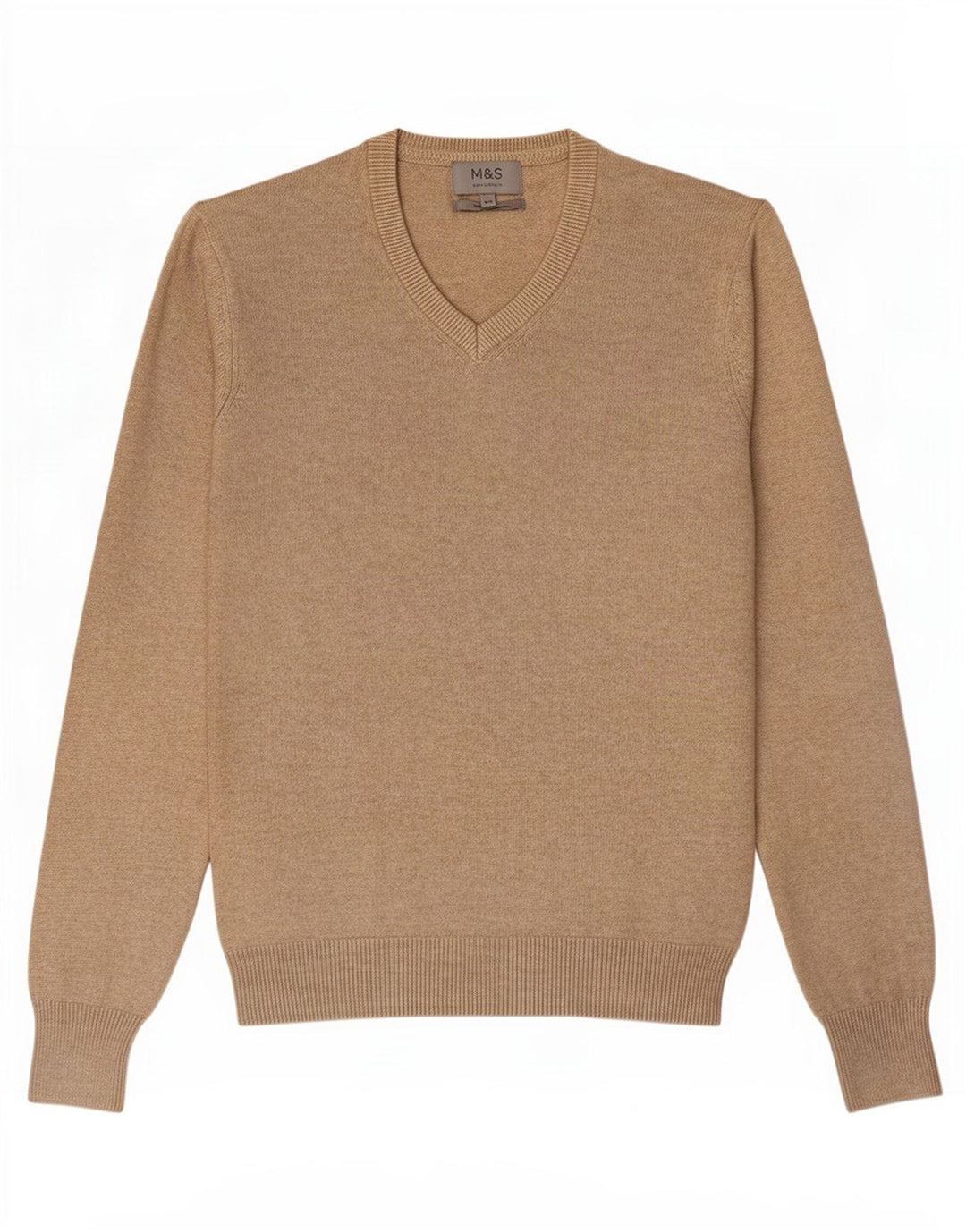 Marks & Spencer Pull col V pour homme XS en coton beige
