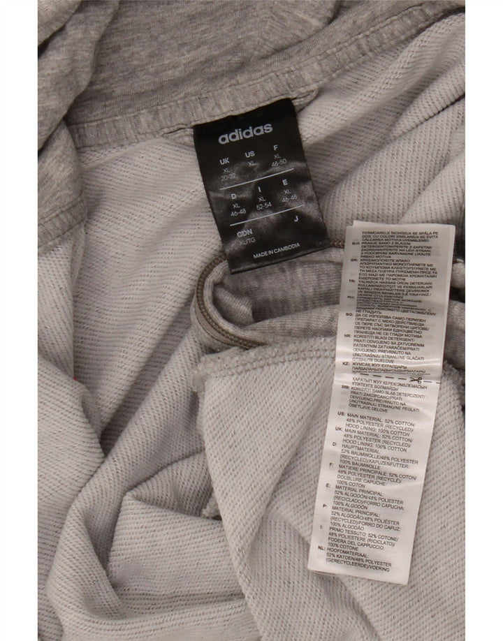 ADIDAS Pull à capuche zippé pour femme UK 20/22 XL Coton moucheté gris