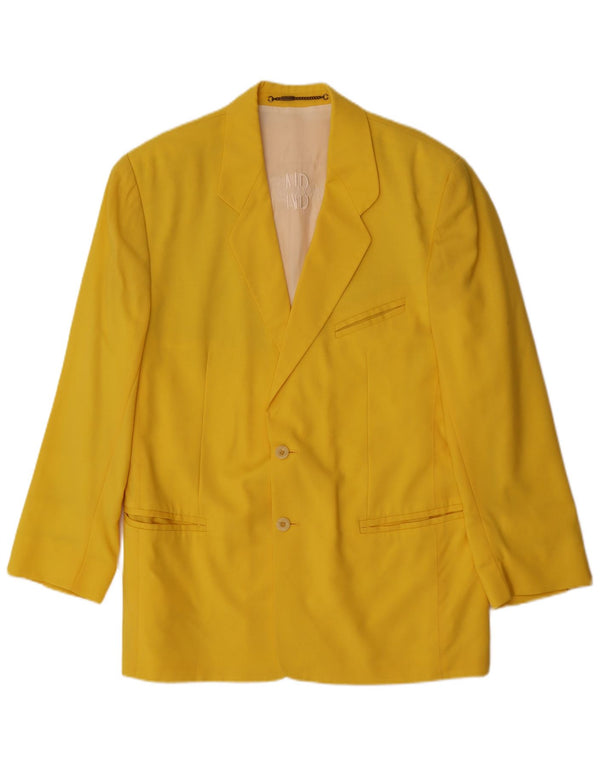 VINTAGE Homme 2 Bouton Blazer Veste UK 40 Grande Laine Jaune