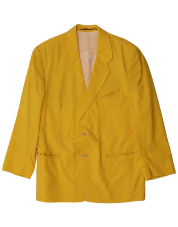 VINTAGE Homme 2 Bouton Blazer Veste UK 40 Grande Laine Jaune