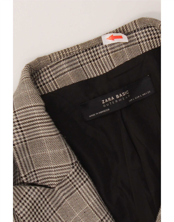 Zara Manteau croisé pour femme UK 16 Grand gris à carreaux en polyester