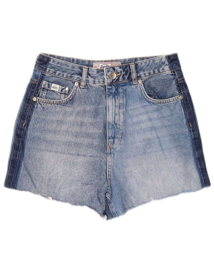 Superdry Short En Jean W28 Femme Bleu Moyen Coton