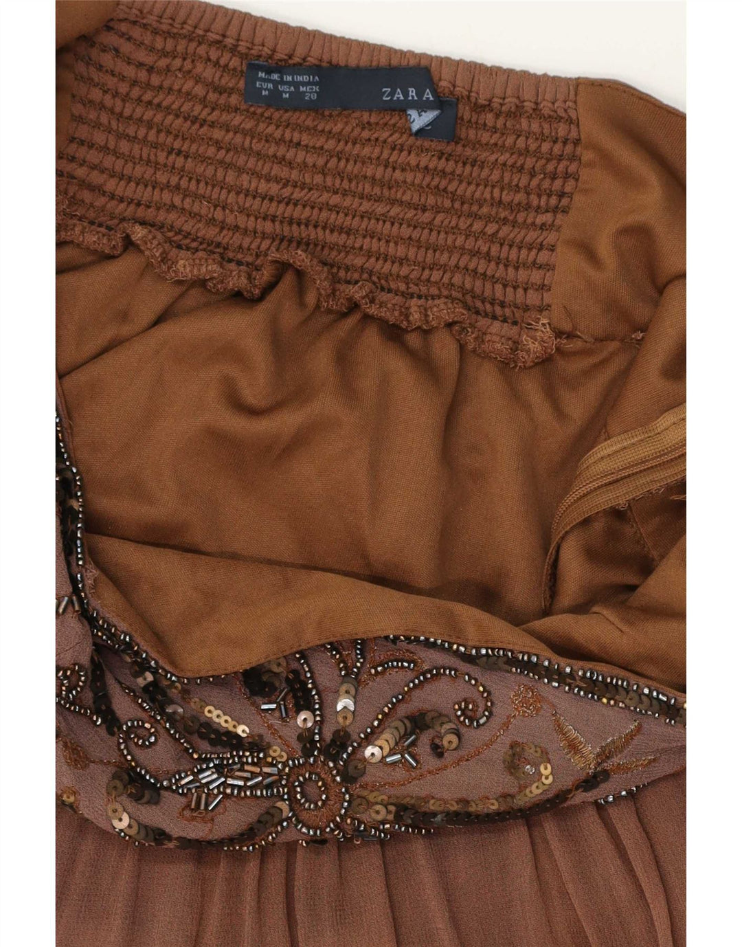 Zara Robe bustier pour femme UK 12 Marron moyen