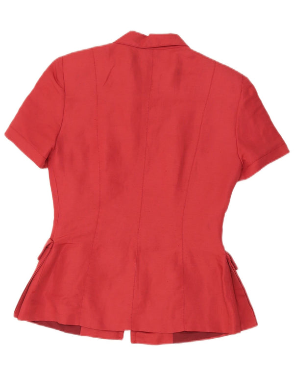 Roman's Veste blazer à manches courtes et fermeture éclair pour femme IT 42 Lin rouge moyen
