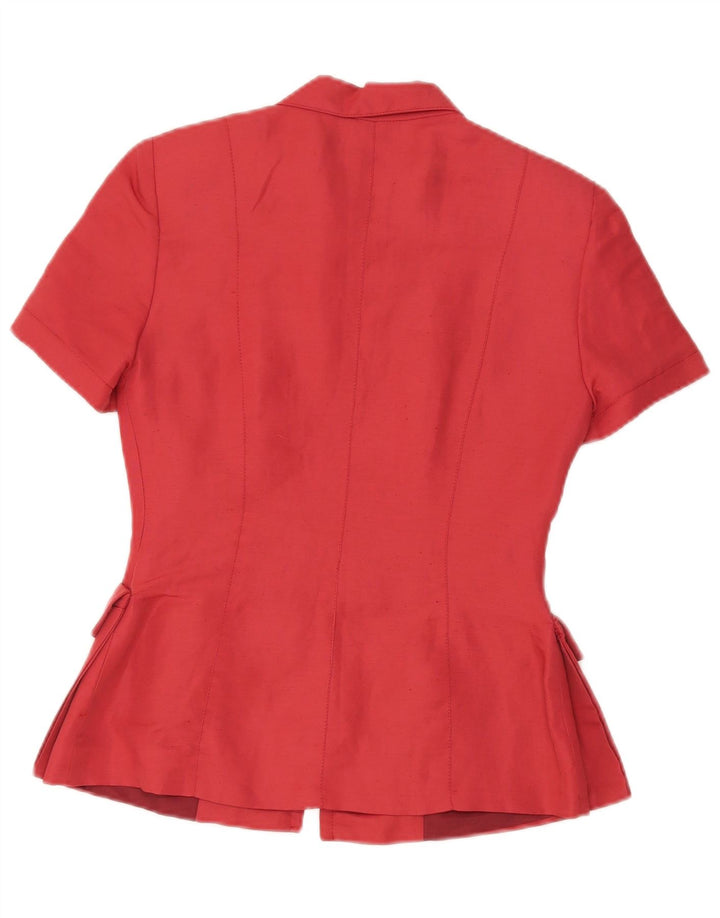 Roman's Veste blazer à manches courtes et fermeture éclair pour femme IT 42 Lin rouge moyen