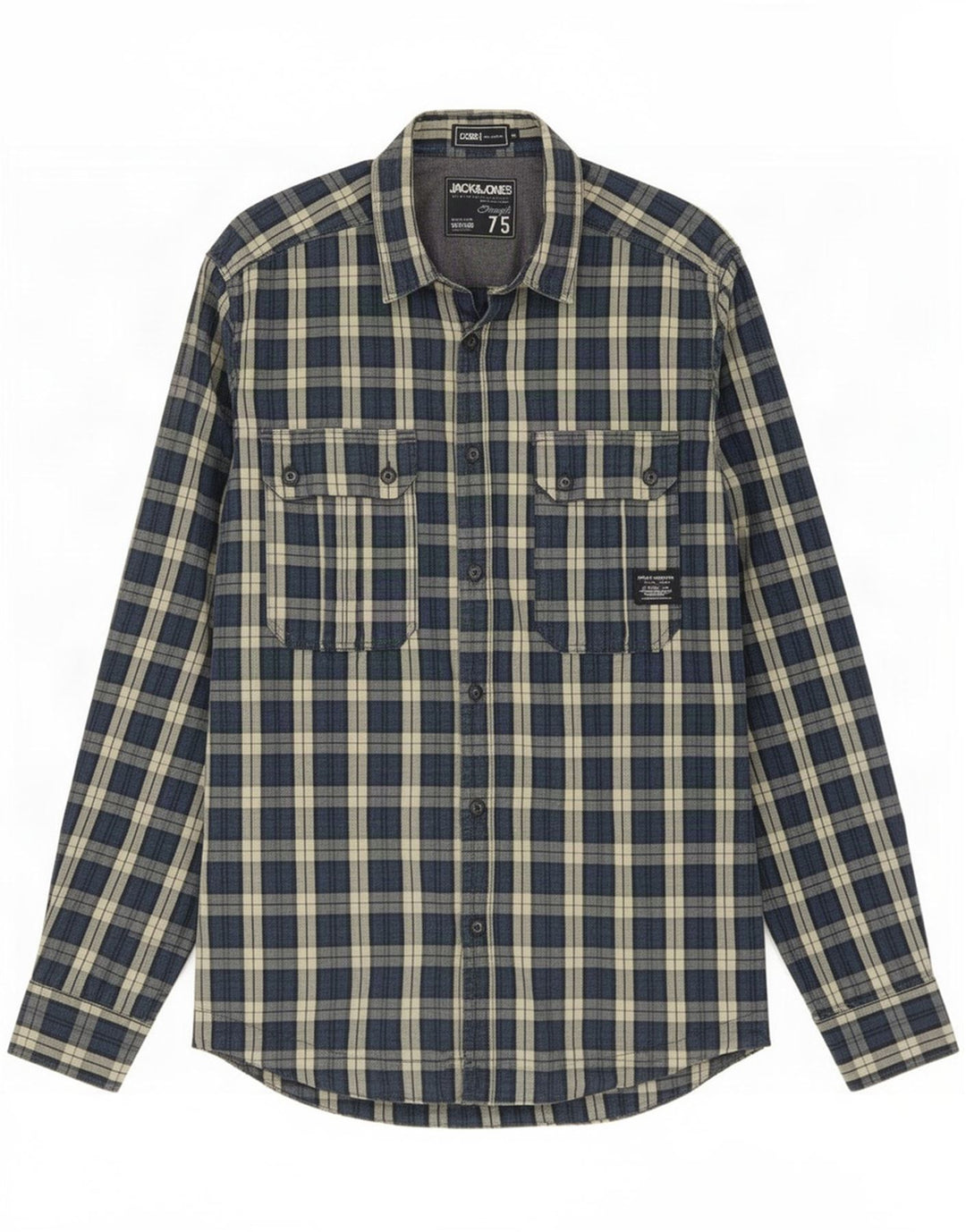 Jack & Jones Chemise Homme Bleu Marine Moyen Carreaux Coton