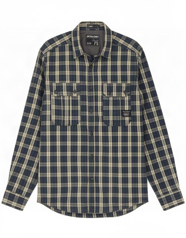 Jack & Jones Chemise Homme Bleu Marine Moyen Carreaux Coton