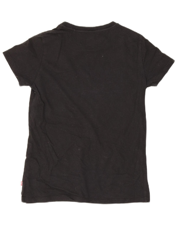 Levi's T-Shirt Graphique Femme UK 2 2XS Noir