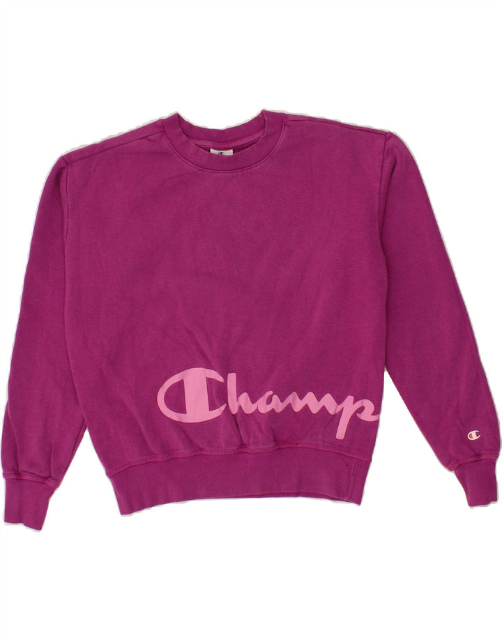 CHAMPION Womens Oversized Graphic Sweatshirt Jumper UK 10 Small Pink Vintage Champion and Second-Hand Champion from Messina Hembry 