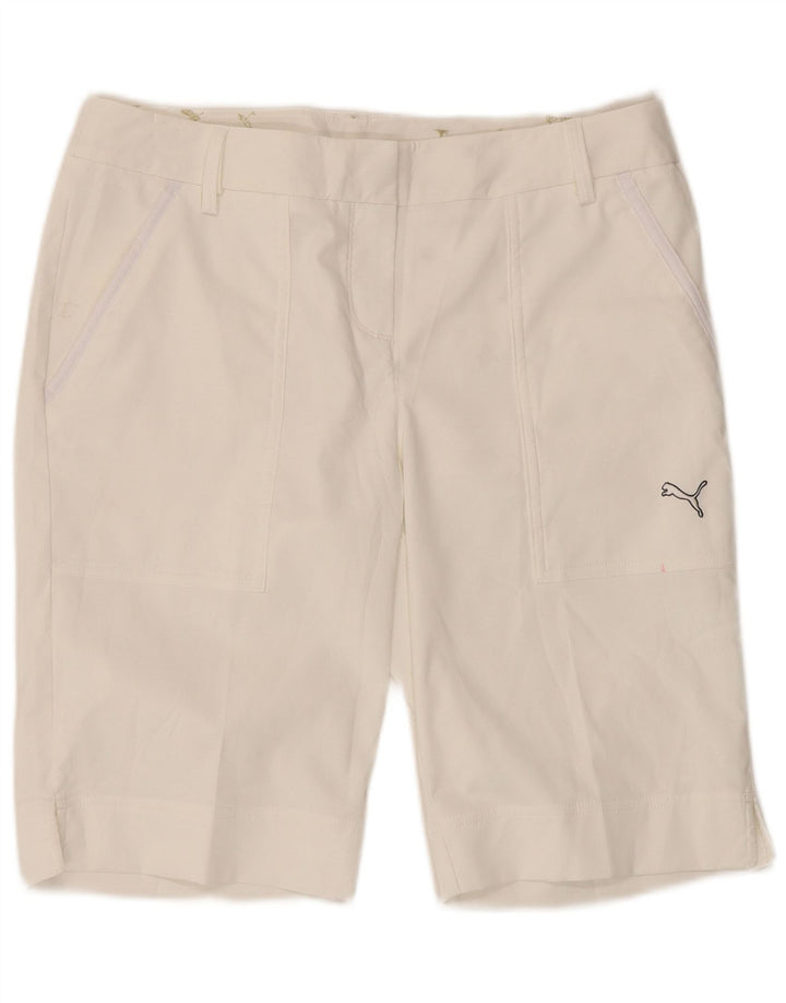 Puma Short Chino Femme UK 12 Medium W34 Blanc Polyester