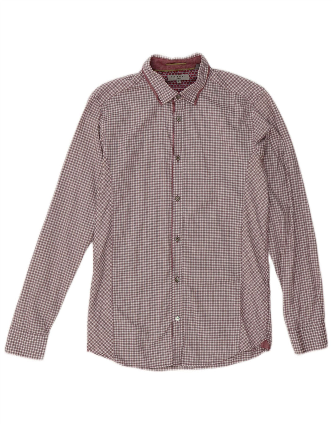 Ted Baker Chemise Homme Taille 2 Petit Coton Vichy Bordeaux
