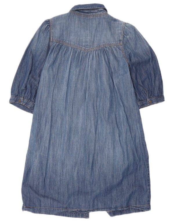 Fat Face Robe en jean à manches 3/4 pour femme UK 12 Bleu moyen Coton