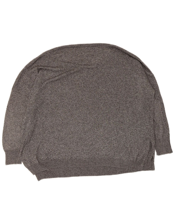 Zara Pull surdimensionné à col bateau pour femme UK 16 Grand gris moucheté