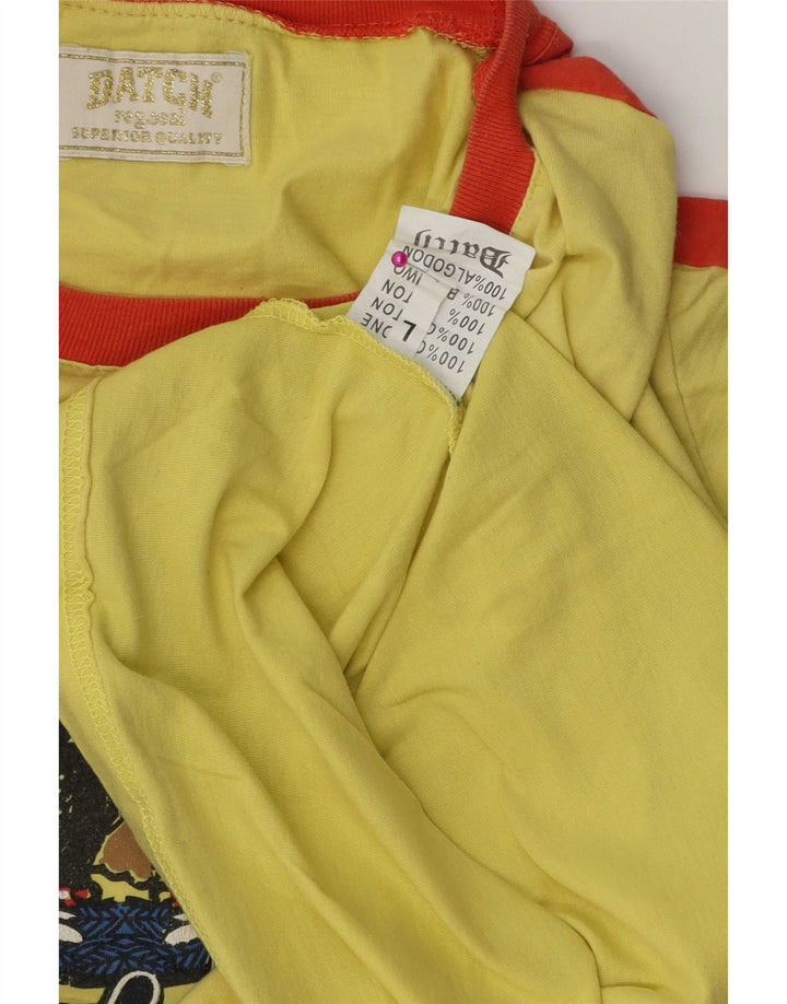 Datch T-shirt graphique pour femme en coton color block jaune grand format