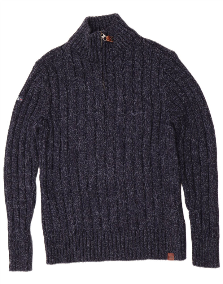 Superdry Pull Slim Fit Zip Neck Jumper Homme Bleu Marine Moucheté