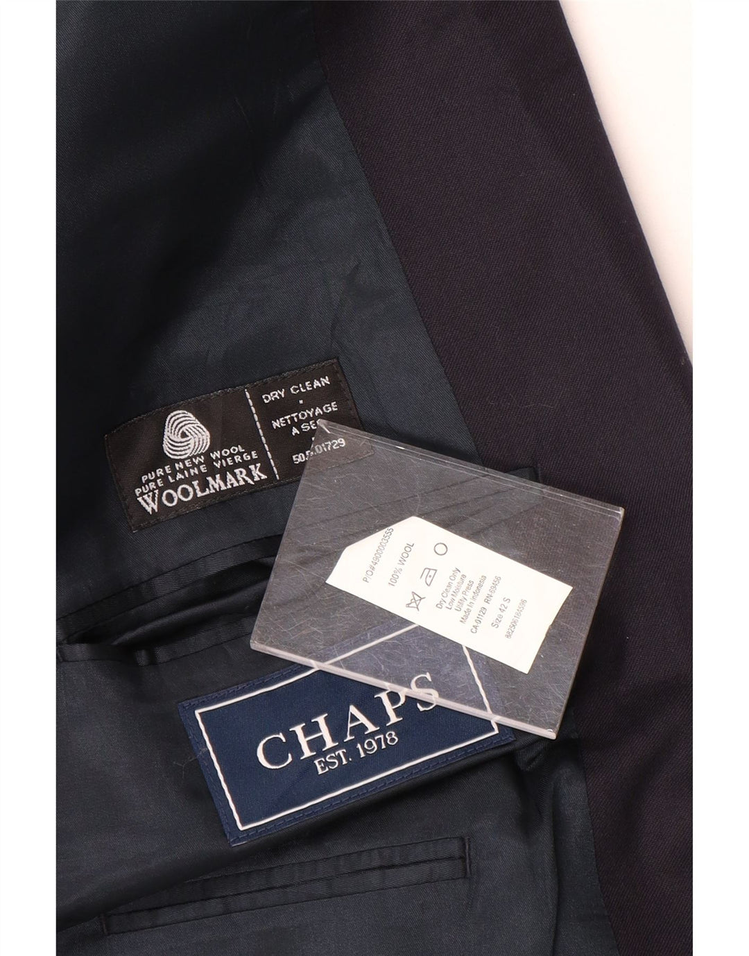 Chaps Veste Blazer 2 Boutons Homme UK 42 XL Bleu Marine Laine