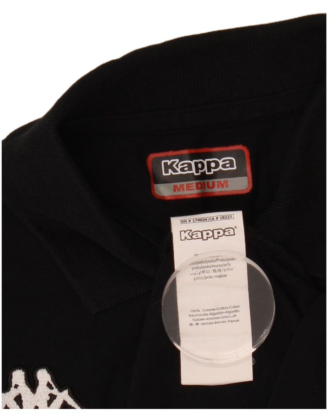 Kappa Polo Femme UK 14 Coton Noir Moyen