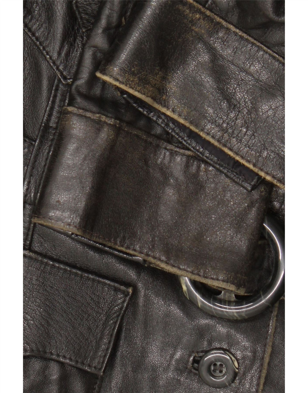Veste en cuir femme vintage UK 14 Noir Moyen