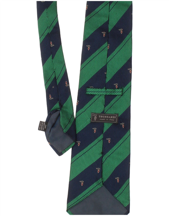 Trussardi Cravate Homme Taille Unique Vert Rayé Soie Classique