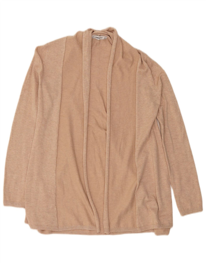 Zara Cardigan ouvert long pour femme UK 14 Beige moyen
