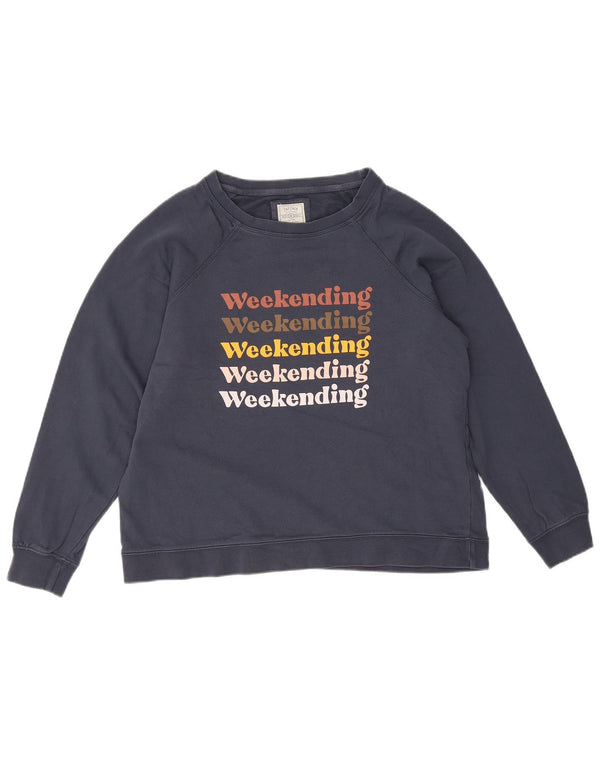 Fat Face Sweat-shirt graphique pour femme UK 16 Large Bleu marine Coton