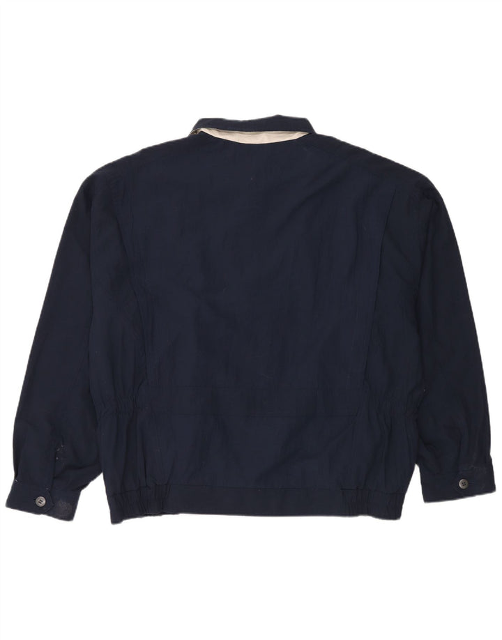vintage Mens Bomber Jacket UK 42 XL Bleu Marine Polyester