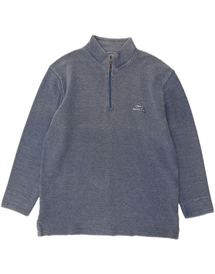 Weird Fish Sweat-shirt col zippé pour homme XL en coton bleu