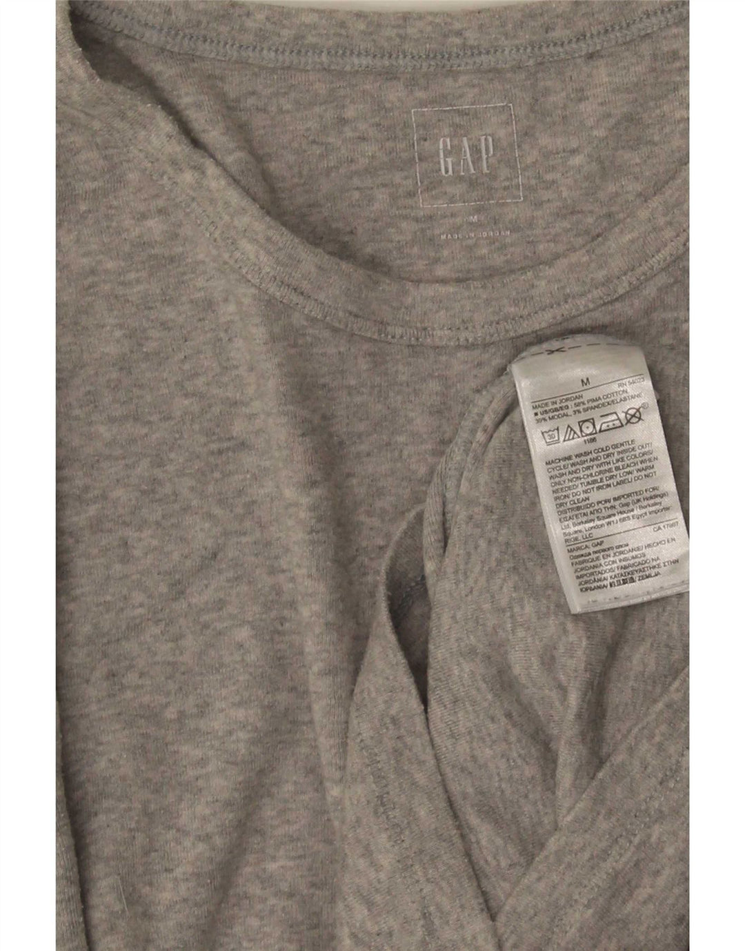 Gap Haut Femme Manches Longues UK 12 Gris Moyen Coton