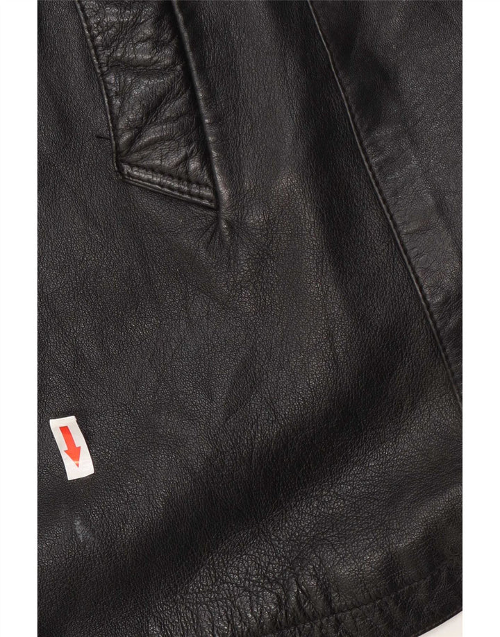 Vintage Manteau en cuir surdimensionné pour femme UK 16 Large Noir