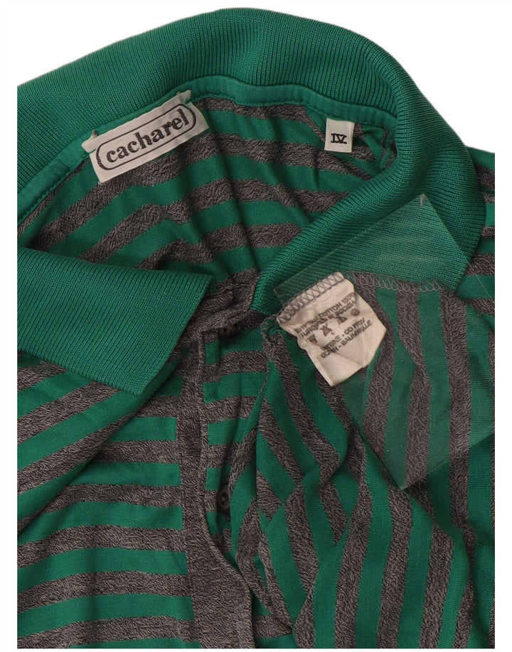 CACHAREL Polo Homme Petit Coton Rayé Vert