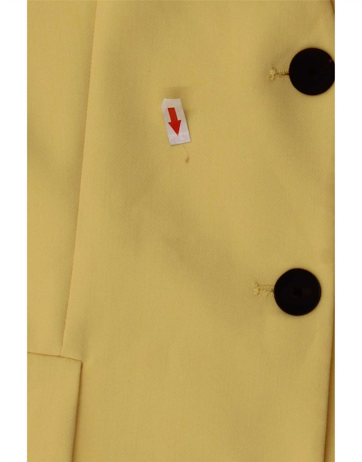 Zara Veste blazer sans manches à 3 boutons pour femme UK 14 Large Jaune Polyester