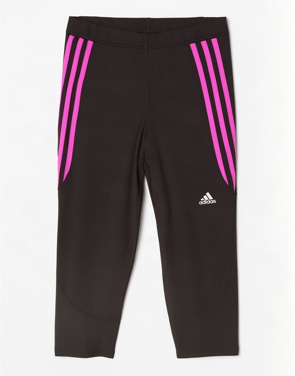 Adidas Femmes Capri Leggings UK 12/14 Moyen Noir Polyester