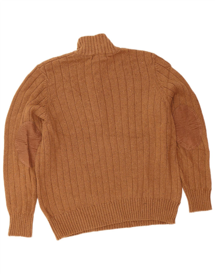 EDDIE BAUER Pull col zippé pour homme en coton moucheté marron moyen