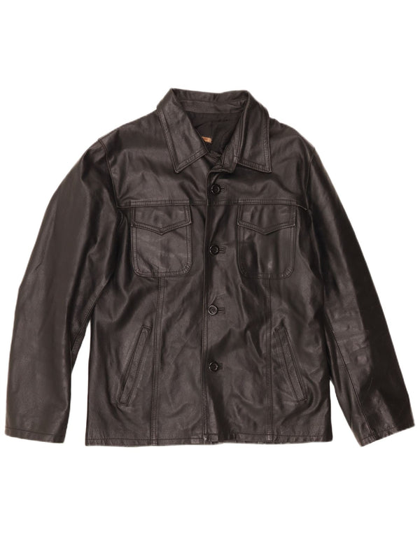 Spago Veste en cuir pour homme UK 40 Large Noir