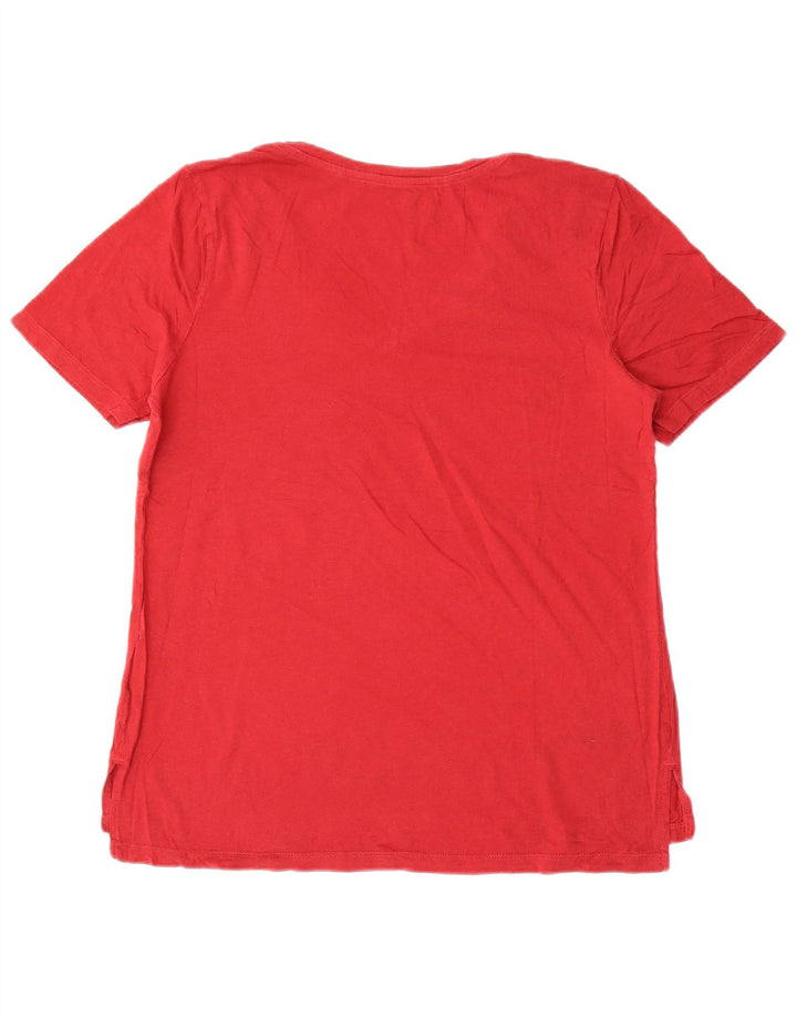 EDDIE BAUER T-Shirt Femme Top UK 16 Large Rouge Coton