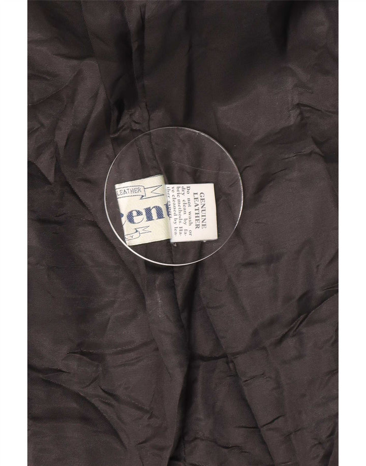 Veste en cuir à manches 3/4 femme vintage IT 50 XL Noir