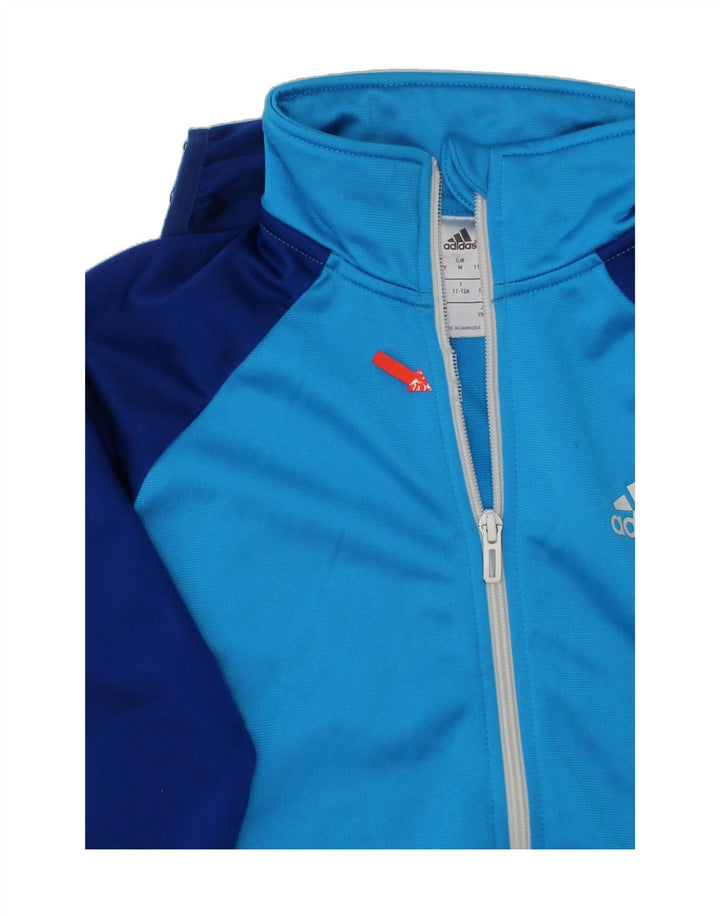 ADIDAS Boys Tracksuit Top Jacket 11-12 Years Blue Colourblock Polyester Vintage Adidas and Second-Hand Adidas from Messina Hembry 