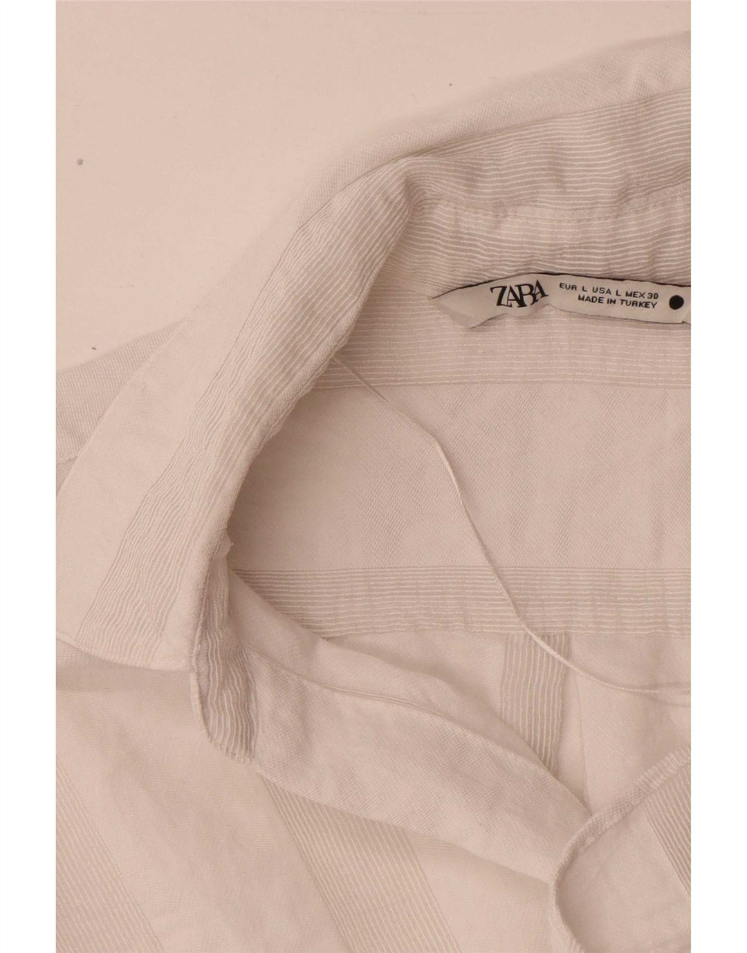 Zara Chemise surdimensionnée à manches 3/4 pour femme UK 16 Large Blanc Rayé