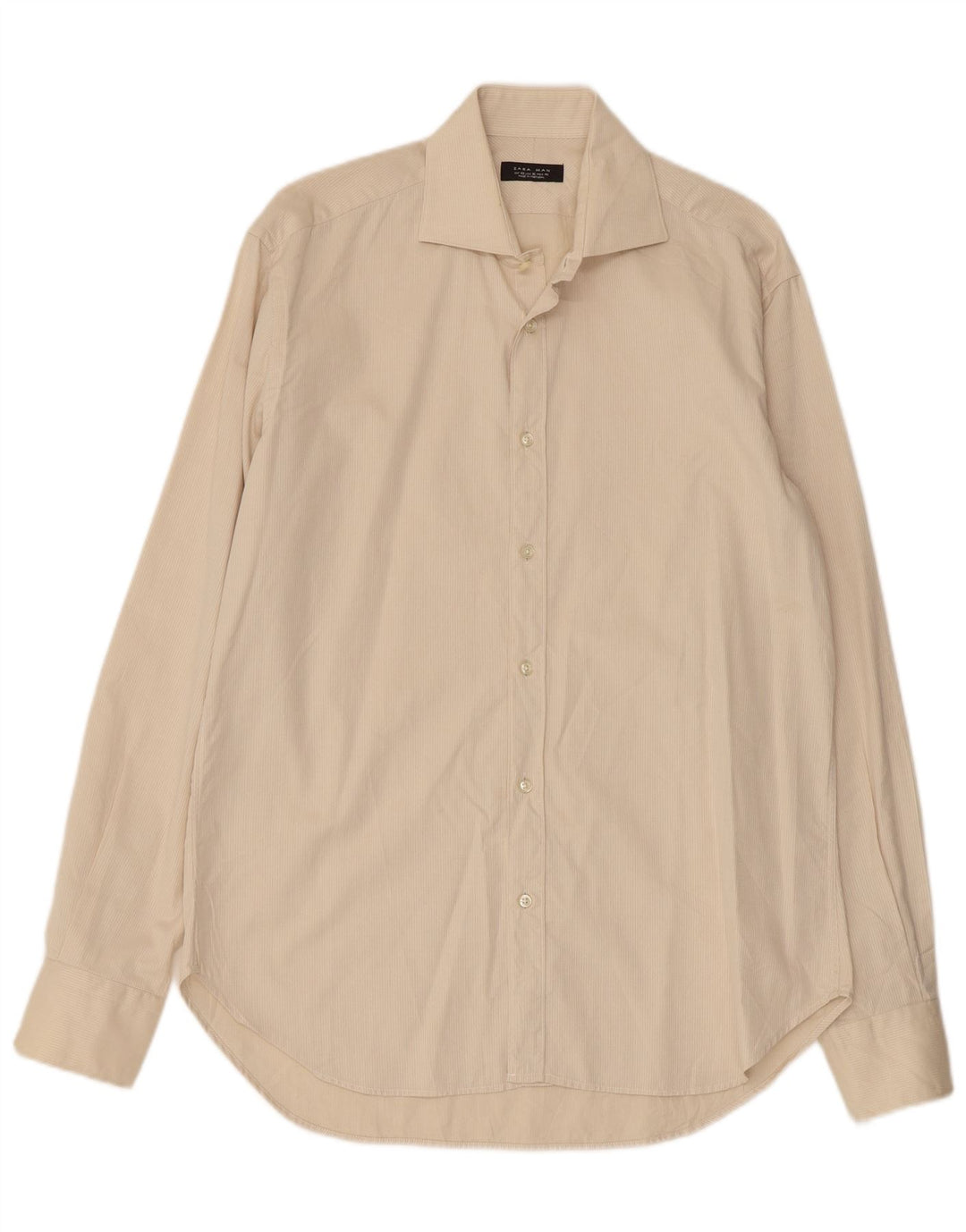 Chemise homme ZARA taille 42 grand coton à fines rayures beige