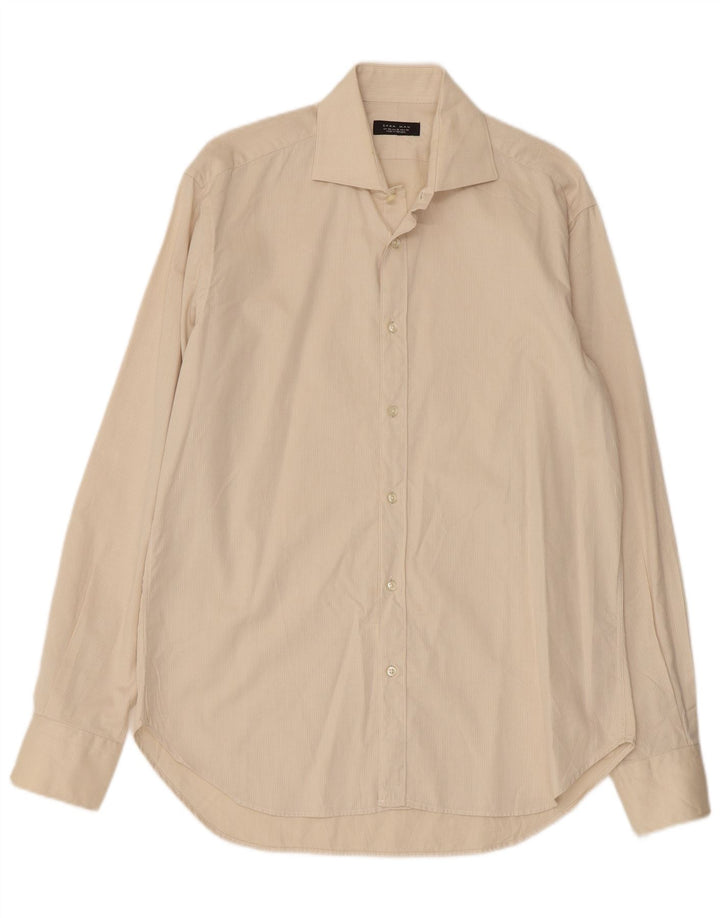 Chemise homme ZARA taille 42 grand coton à fines rayures beige
