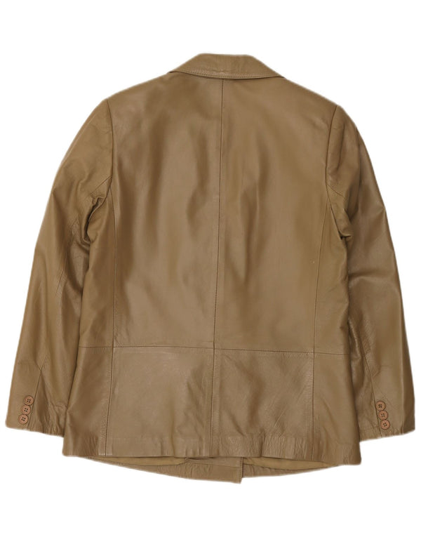 Veste en cuir surdimensionnée femme vintage IT 38 XS Cuir kaki